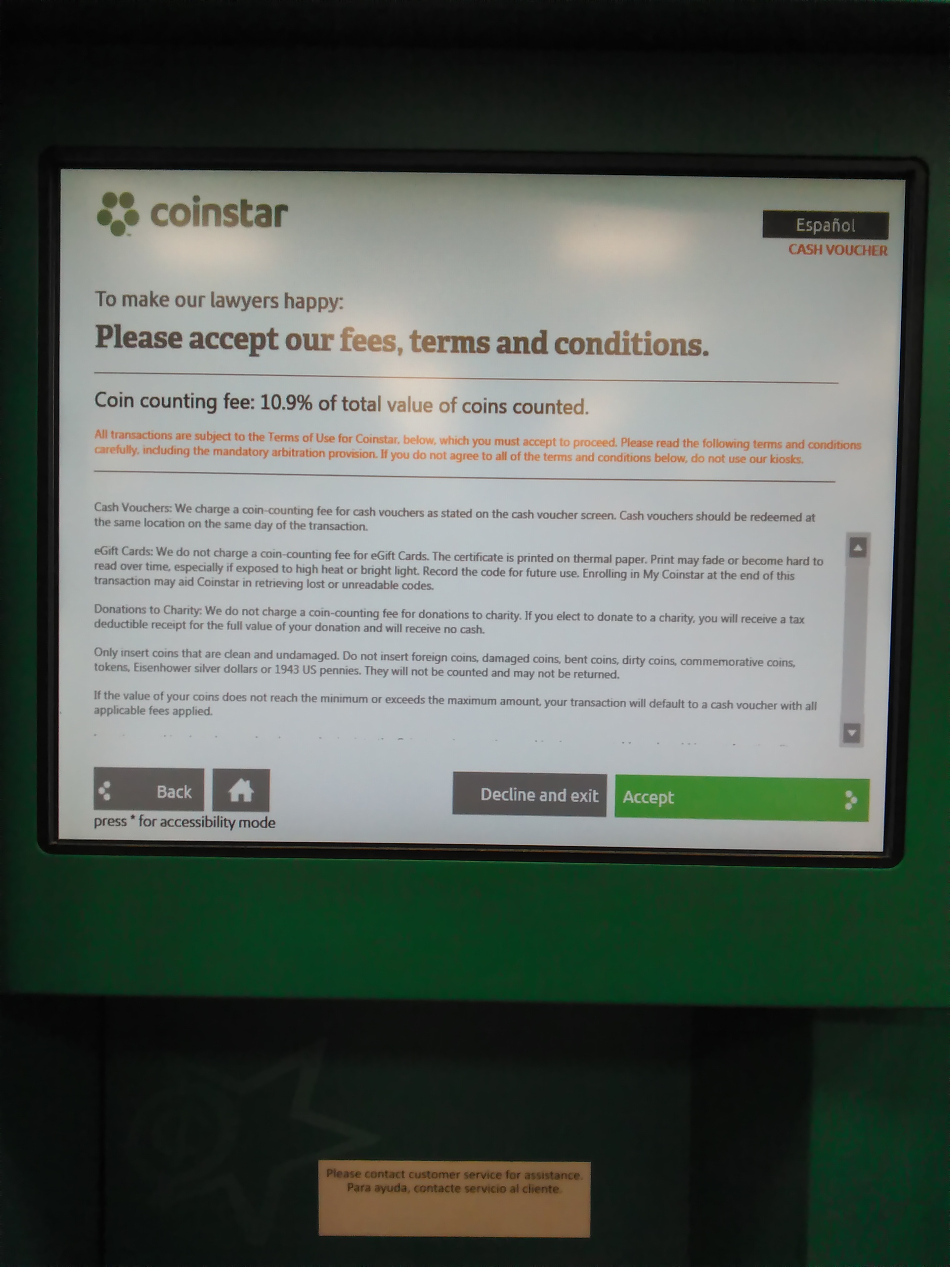 Coinstar Site And To Their Customer Support Phone Line This Is Totally Misleading More Than A Bit Sleazy Advertise The Ability Donate